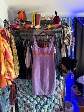 Laundry By Shelli Segal Lilac Tank Mini Dress with Orange Trim